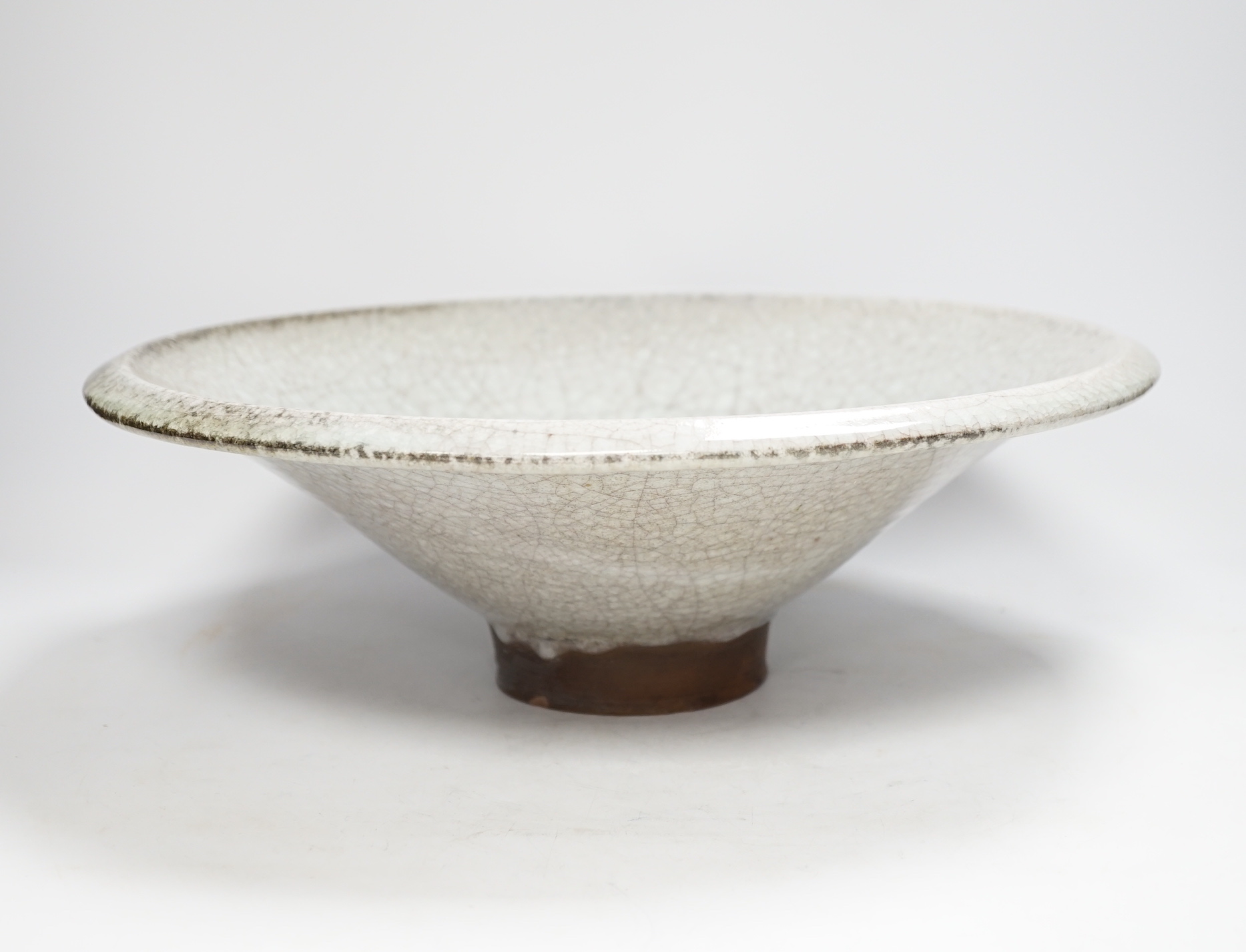 A Studio pottery crackle glaze bowl, 40cm diameter